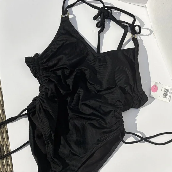 Black Ruched Swimsuit - Picture 1 of 5